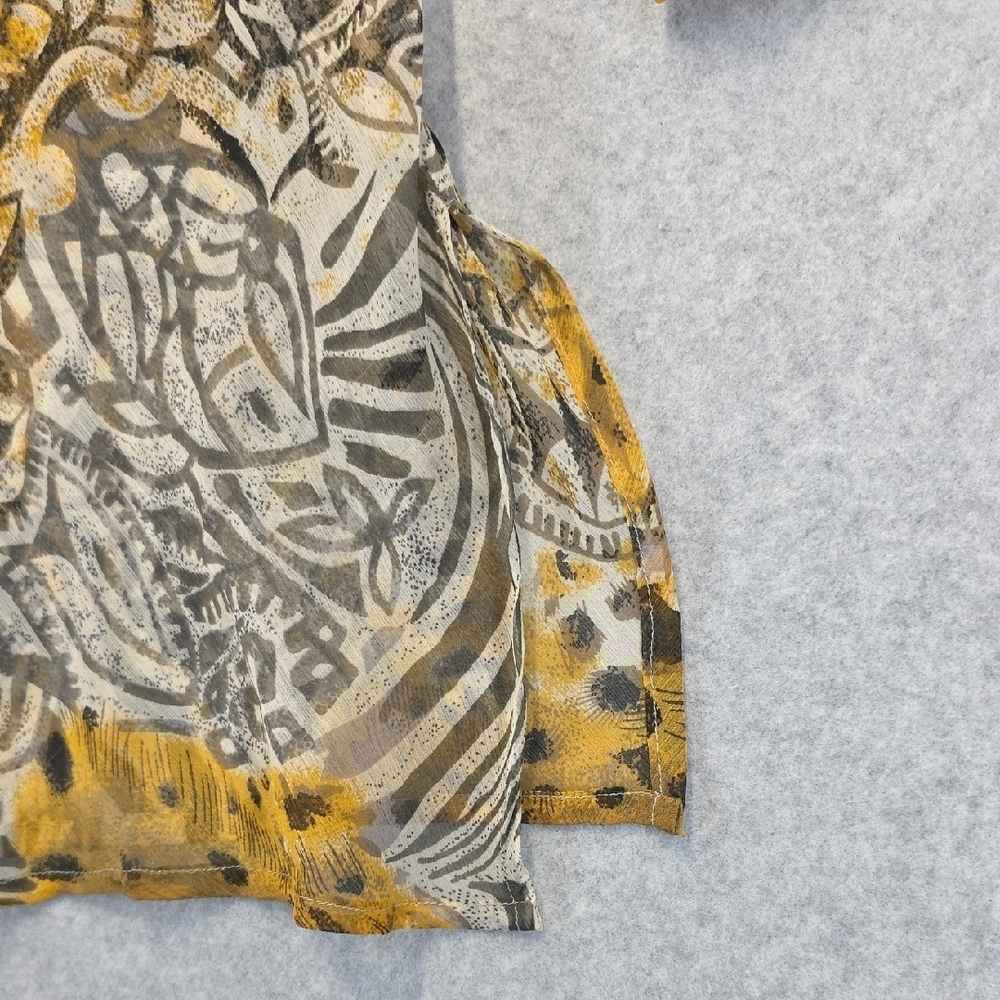 Embellished V-Neck Animal Print Shear Top - Picture 3 of 13